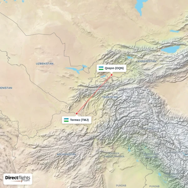 Termez - Qoqon direct flight map