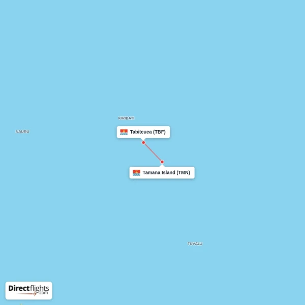 Tamana Island - Tabiteuea direct flight map