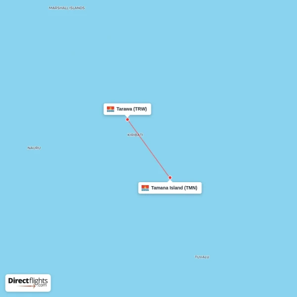 Tamana Island - Tarawa direct flight map
