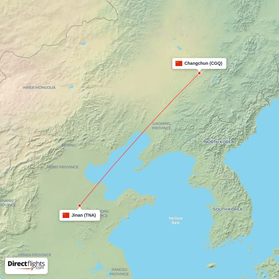 TNA - CGQ route map