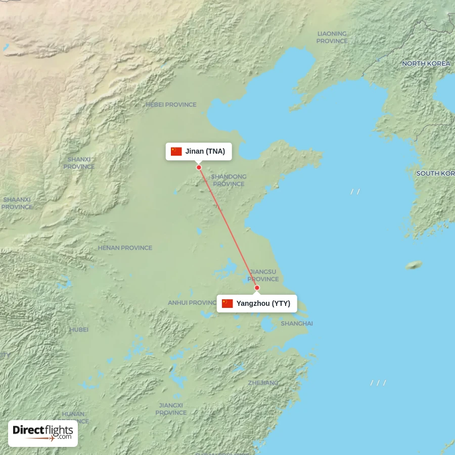 TNA - YTY route map