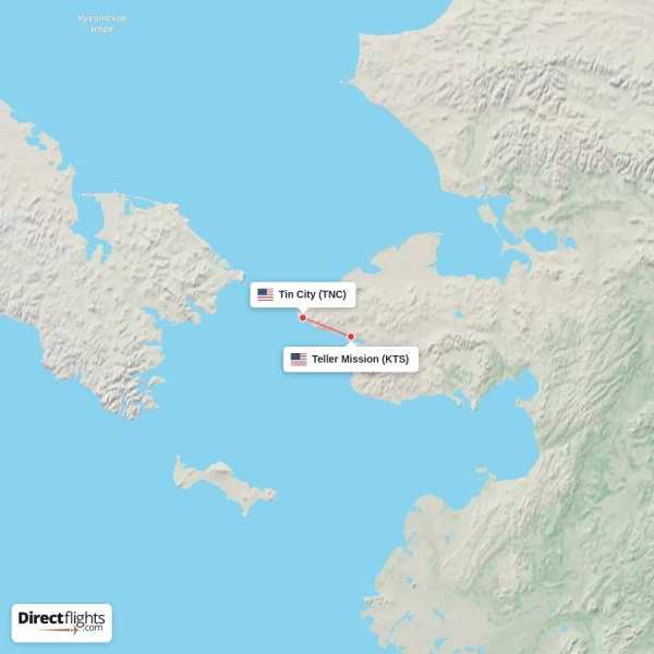 Tin City - Teller Mission direct flight map