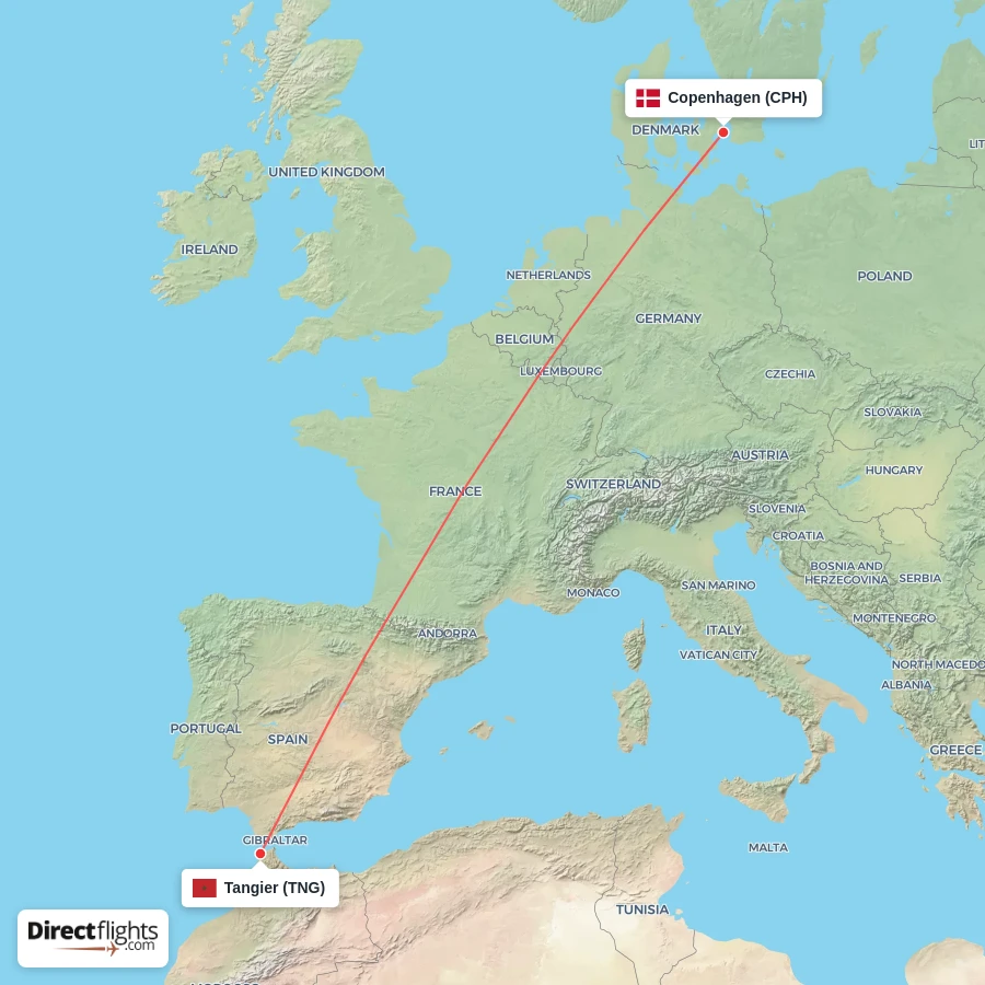 TNG - CPH route map