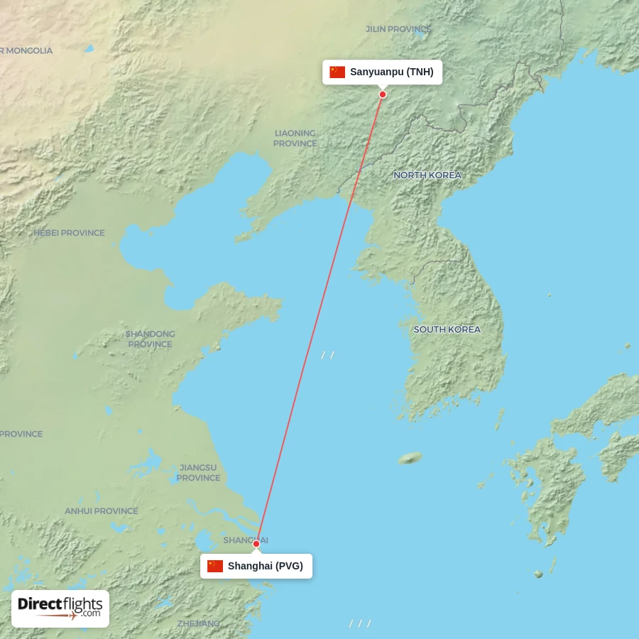 TNH - PVG route map