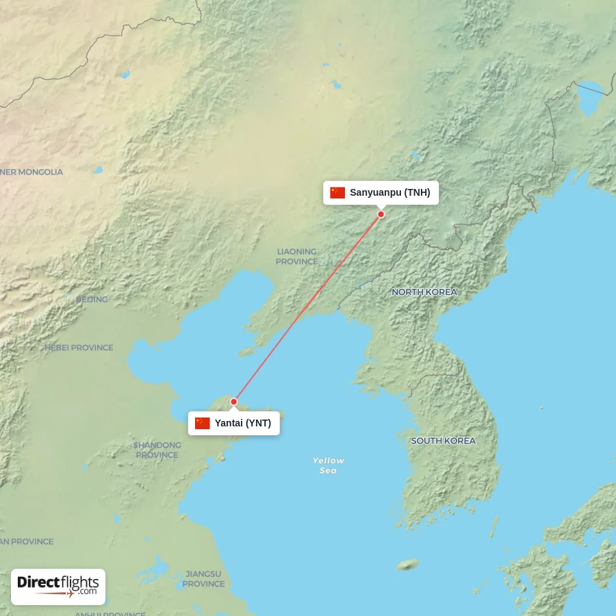 TNH - YNT route map