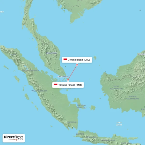 Tanjung Pinang - Jemaja Island direct flight map