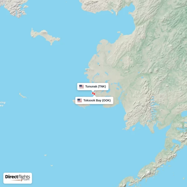 Tununak - Toksook Bay direct flight map