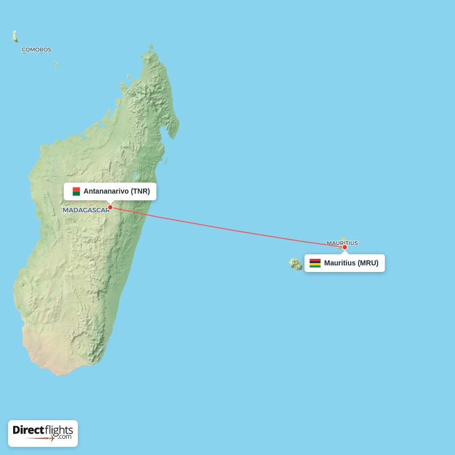 TNR - MRU route map