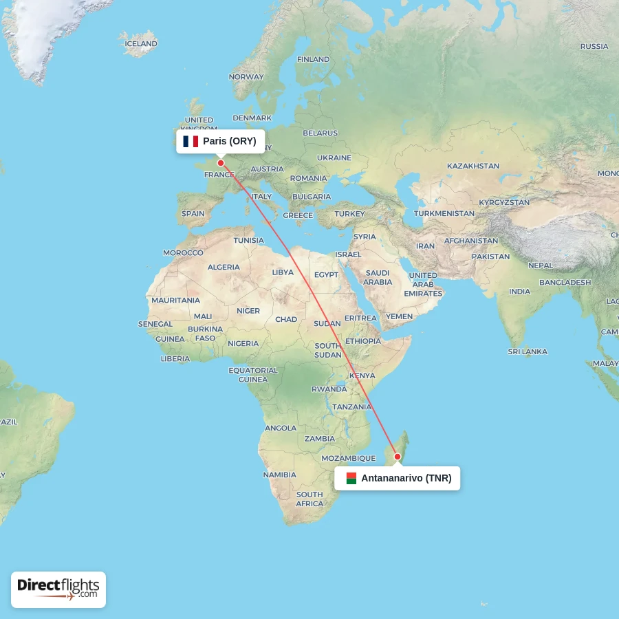 TNR - ORY route map