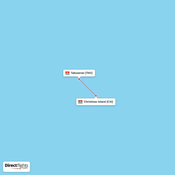 Tabuaeran - Christmas Island direct flight map