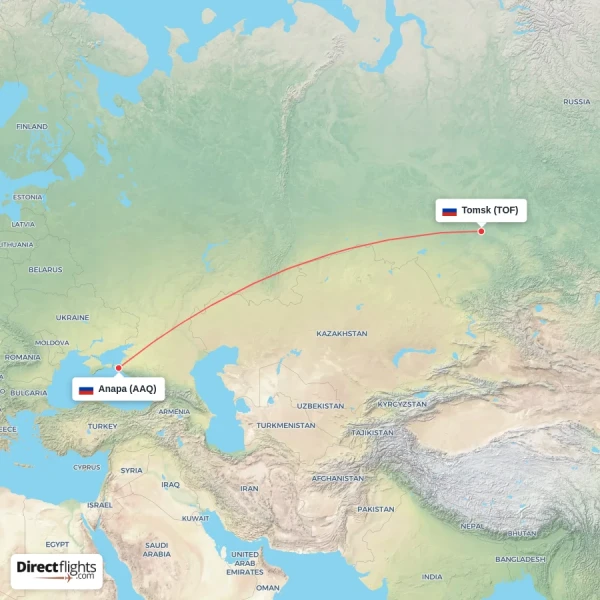 Tomsk - Anapa direct flight map