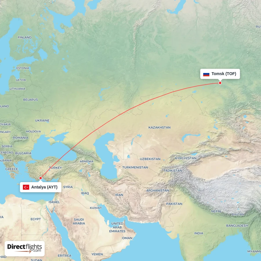 TOF - AYT route map