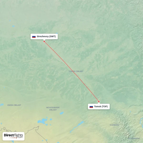 Tomsk - Strezhevoy direct flight map