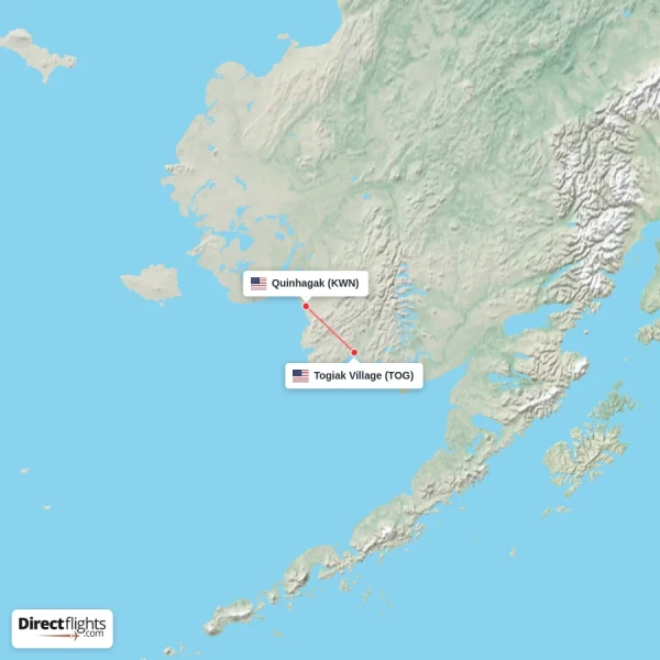 Togiak Village - Quinhagak direct flight map