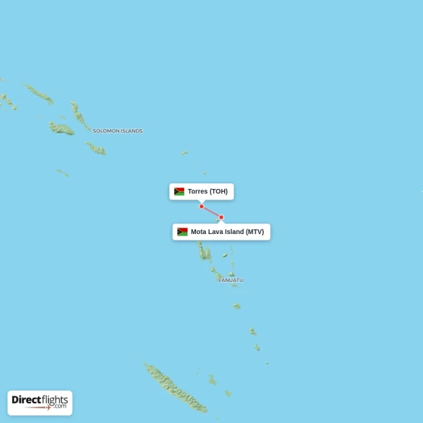 Torres - Mota Lava Island direct flight map