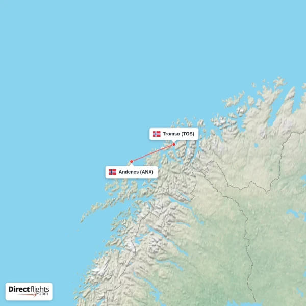 Tromso - Andenes direct flight map