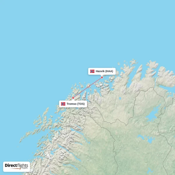 Tromso - Hasvik direct flight map