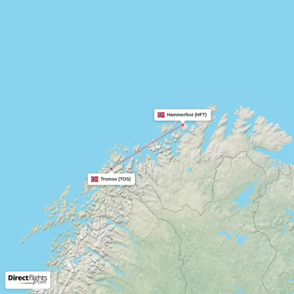 Tromso - Hammerfest direct flight map
