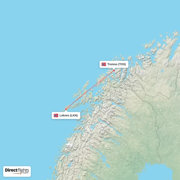 Tromso - Leknes direct flight map