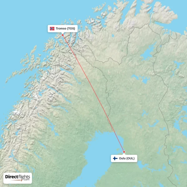 Tromso - Oulu direct flight map