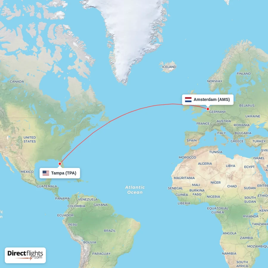 TPA - AMS route map