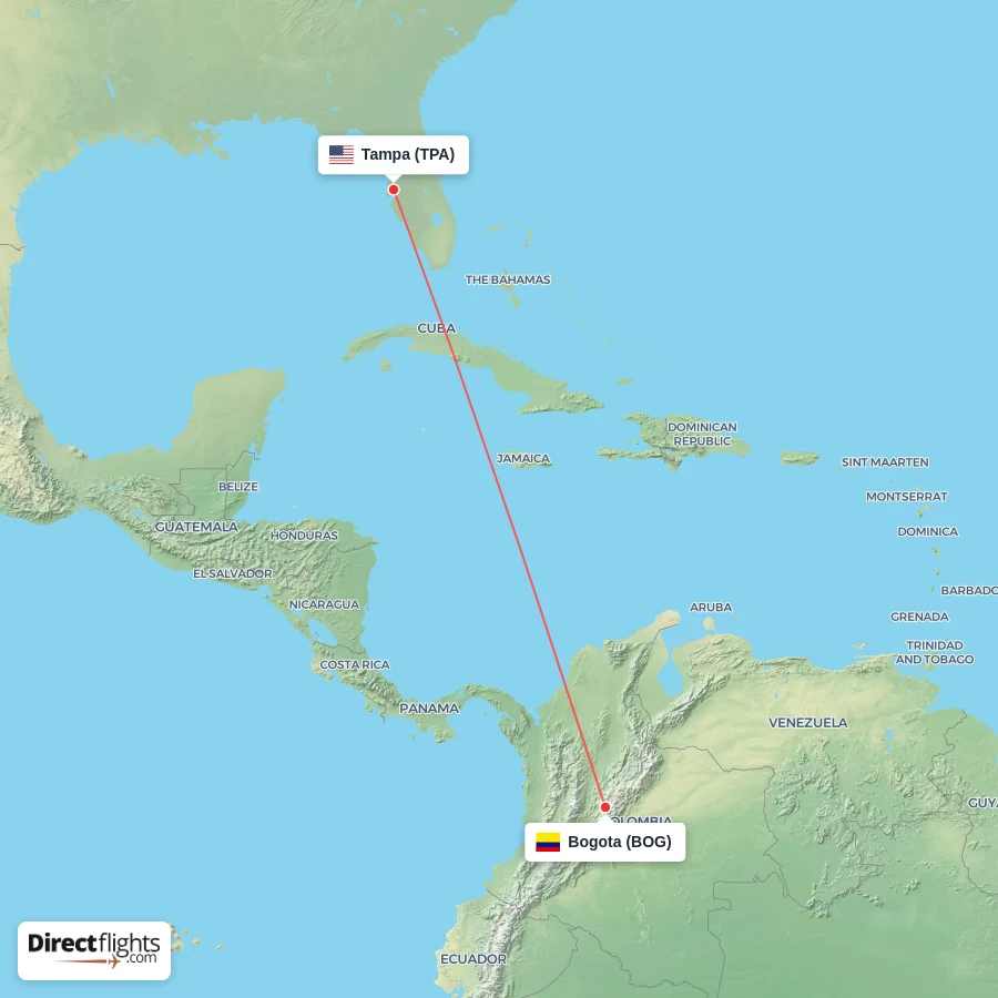 TPA - BOG route map