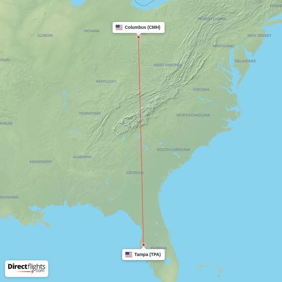 TPA - CMH route map