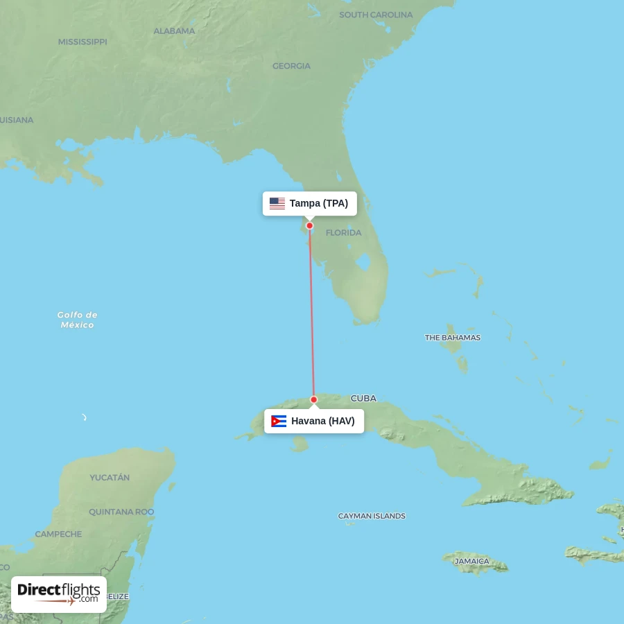 TPA - HAV route map