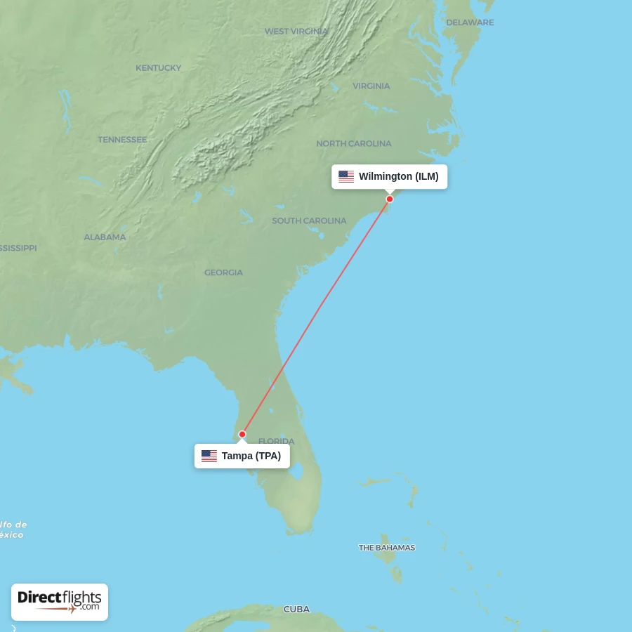 TPA - ILM route map