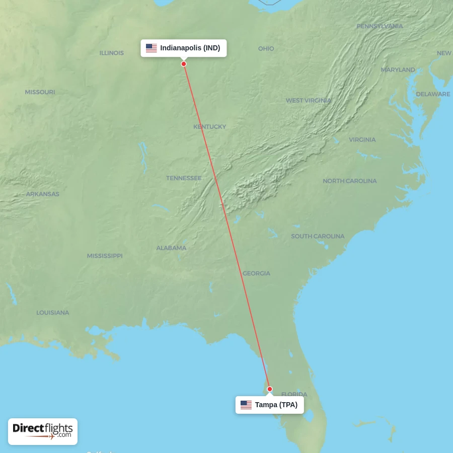 TPA - IND route map