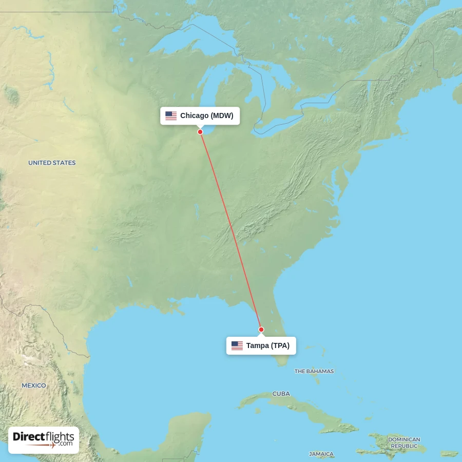 TPA - MDW route map