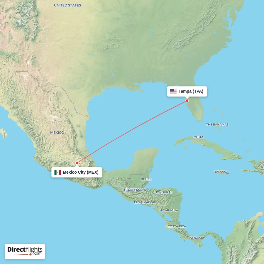 TPA - MEX route map