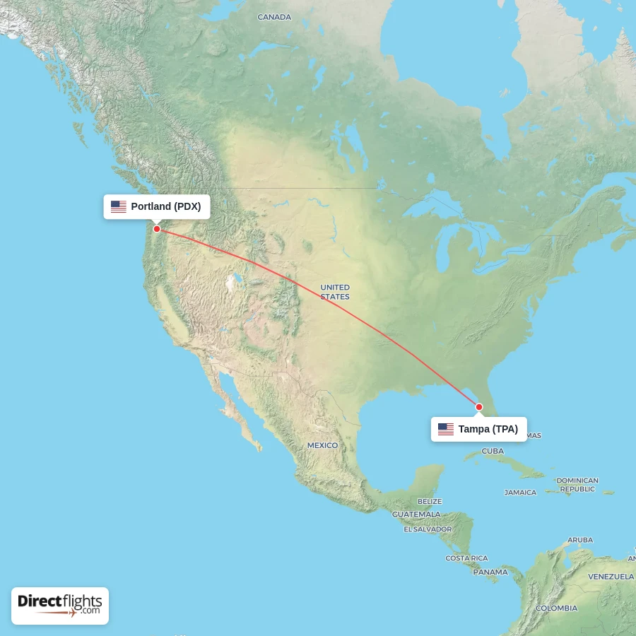 TPA - PDX route map