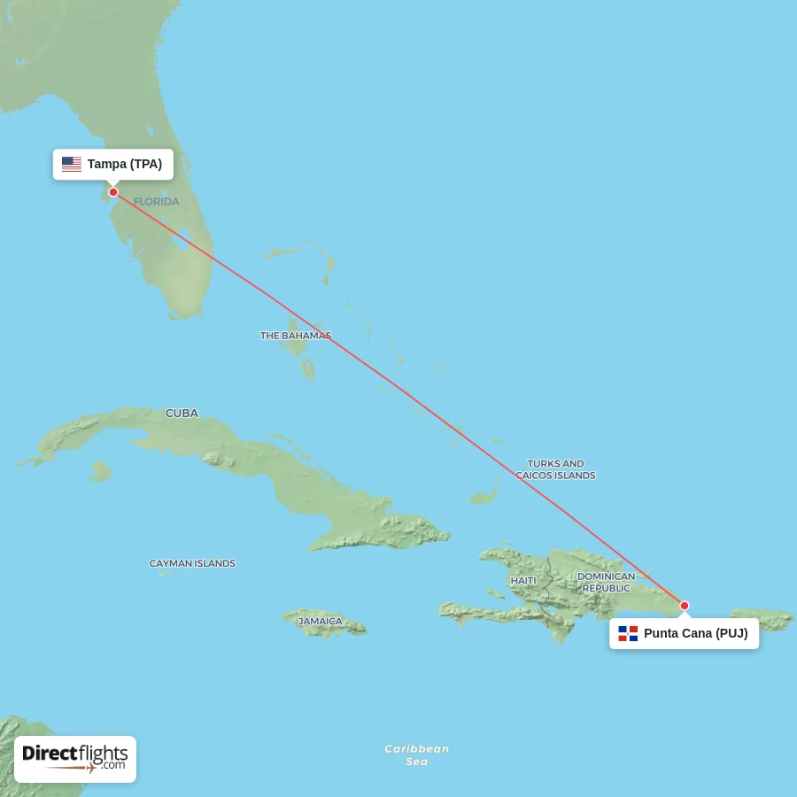 TPA - PUJ route map