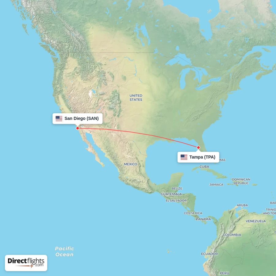 TPA - SAN route map
