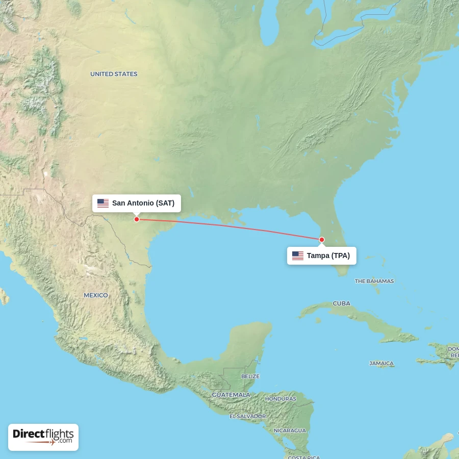 TPA - SAT route map