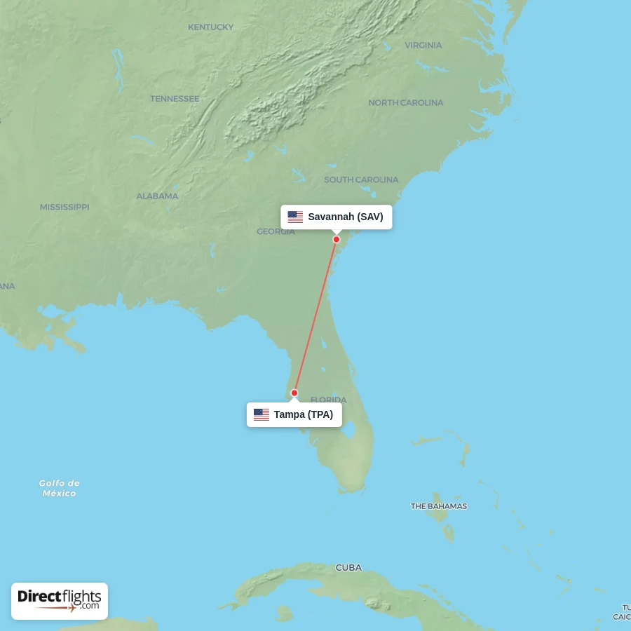 TPA - SAV route map