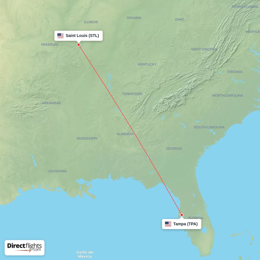 TPA - STL route map