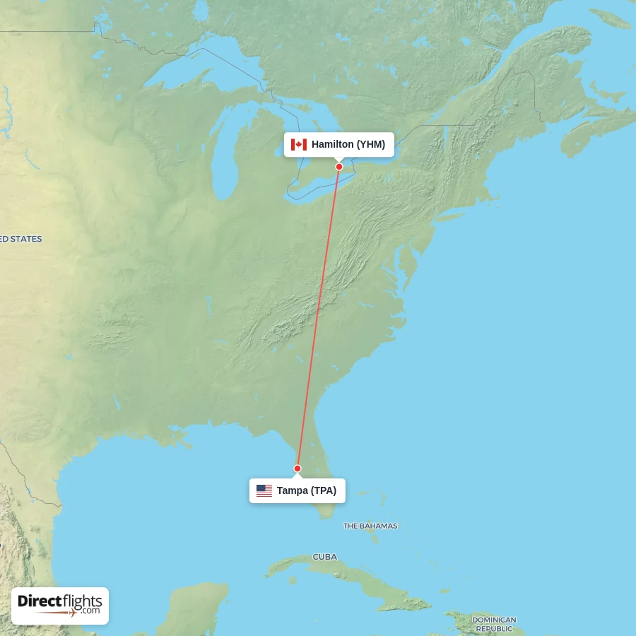 TPA - YHM route map