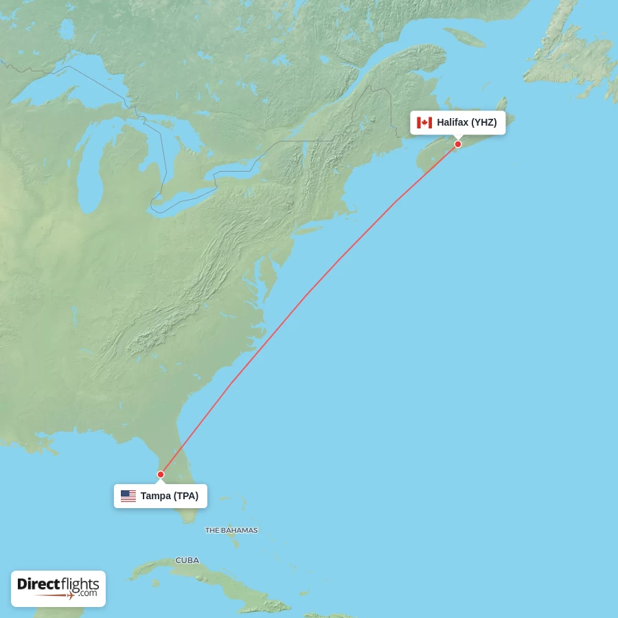 TPA - YHZ route map