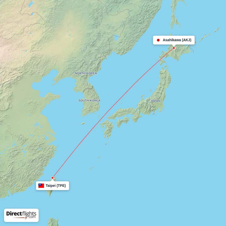 TPE - AKJ route map