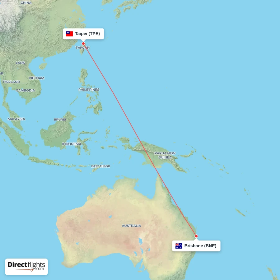 TPE - BNE route map