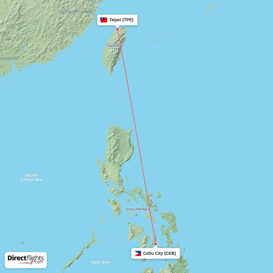 TPE - CEB route map
