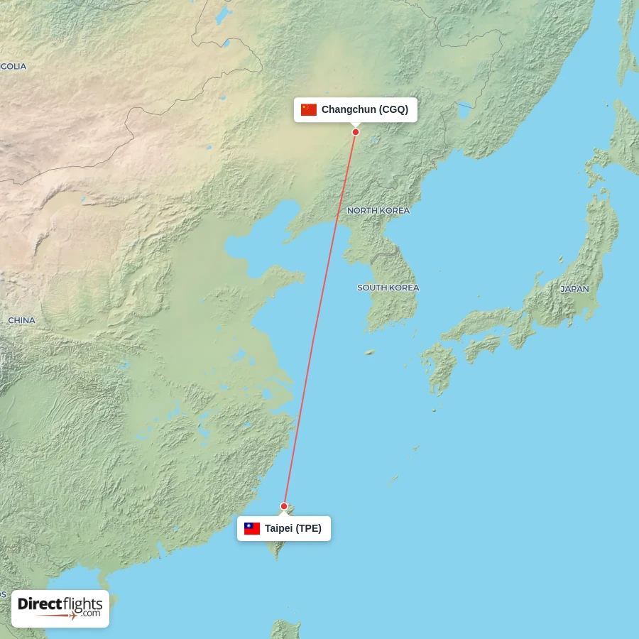 TPE - CGQ route map
