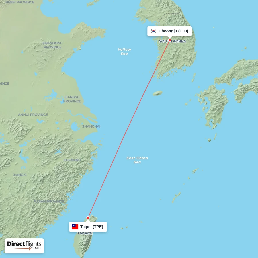 TPE - CJJ route map