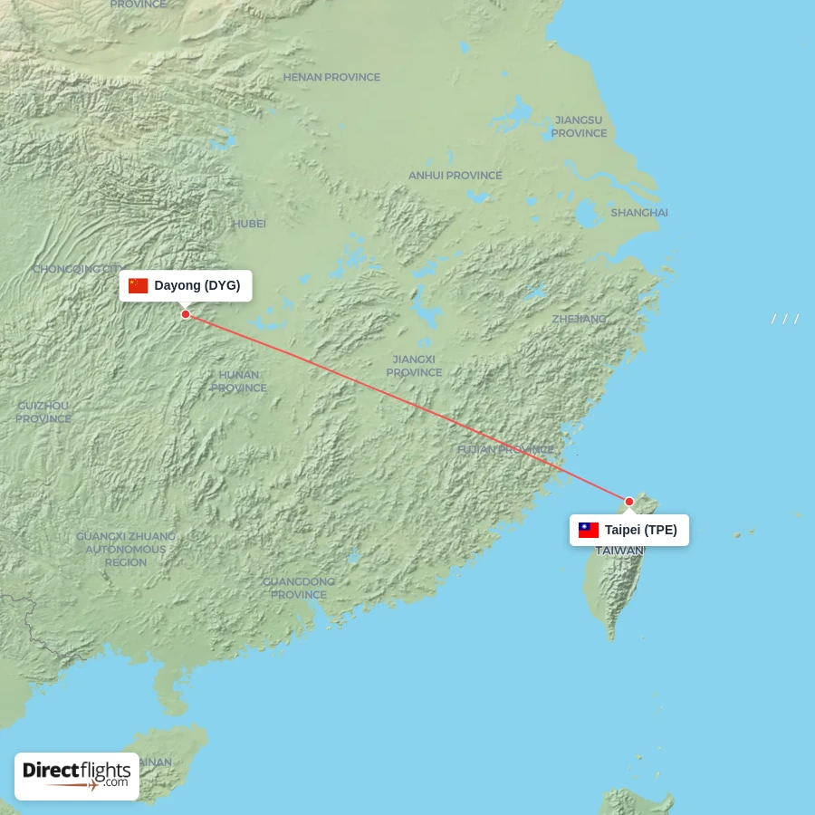 TPE - DYG route map