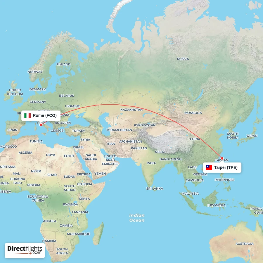 TPE - FCO route map