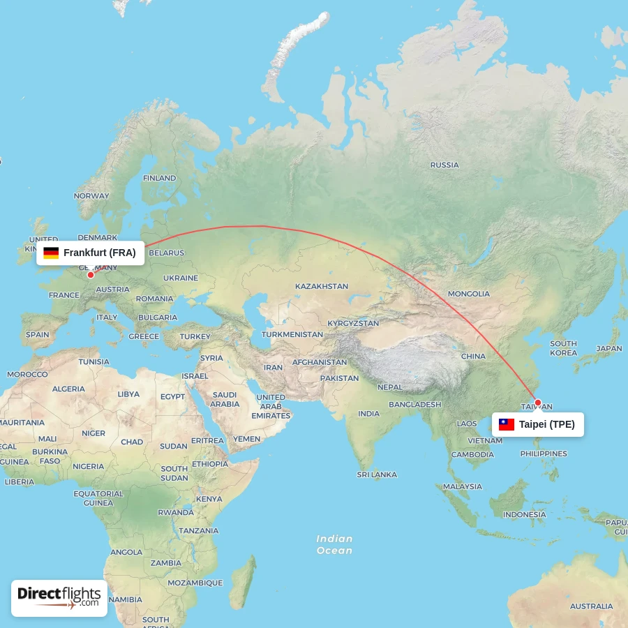 TPE - FRA route map