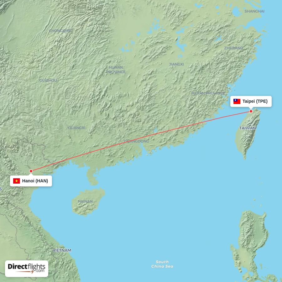 TPE - HAN route map