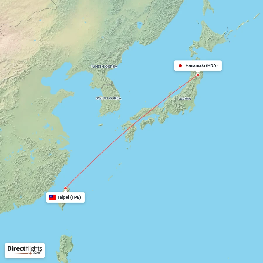 TPE - HNA route map